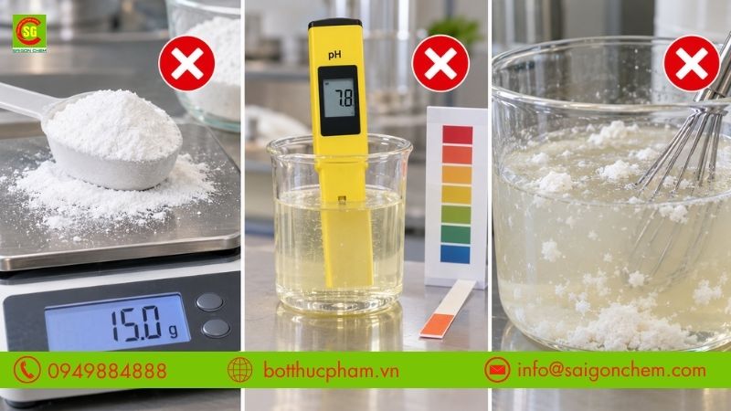 C&aacute;c lỗi cần tr&aacute;nh khi d&ugrave;ng Potassium Sorbate như qu&aacute; liều, bỏ qua pH v&agrave; phối trộn kh&ocirc;ng đồng đều