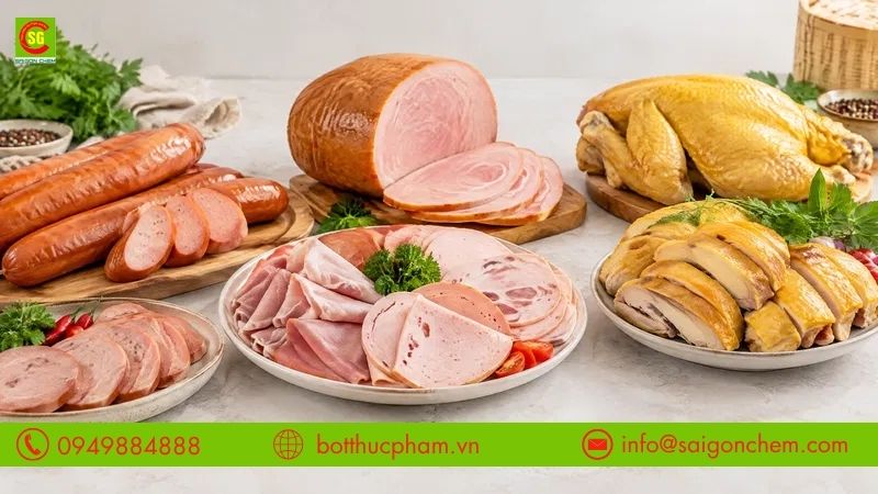 Ứng dụng phụ gia tạo màu hồng trong xúc xích, dăm bông, thịt nguội, gà ủ muối