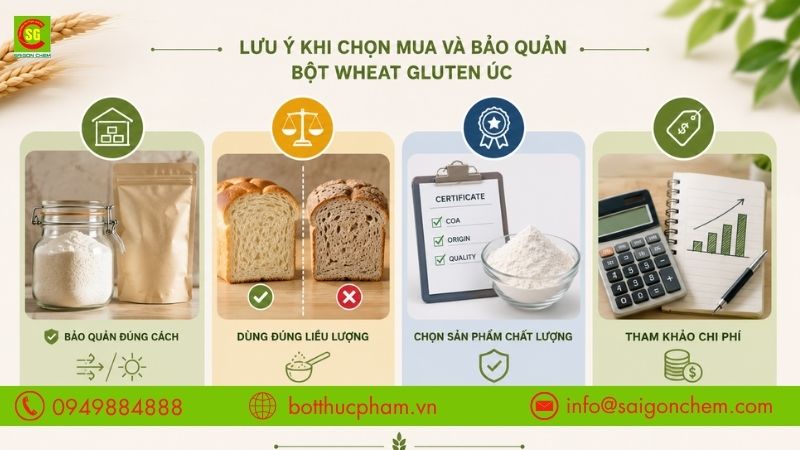 Lưu &yacute; khi chọn mua v&agrave; bảo quản bột Wheat Gluten &Uacute;c