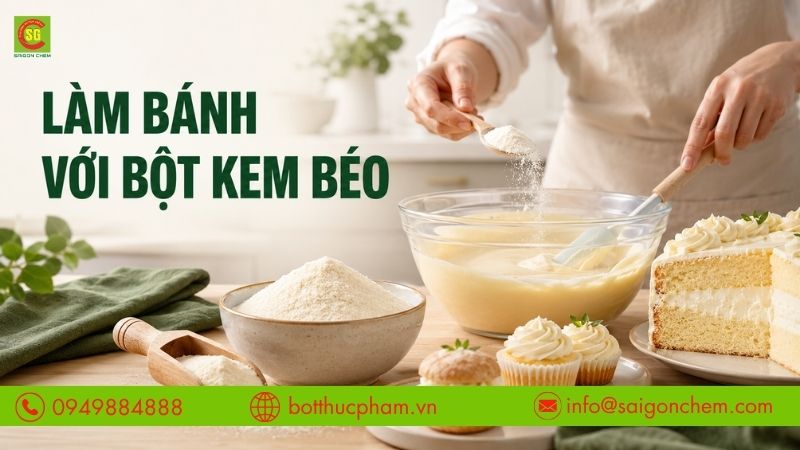 L&agrave;m b&aacute;nh với bột kem b&eacute;o thực vật