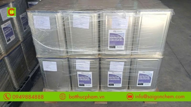 Đường nước HFCS 55% đ&oacute;ng th&ugrave;ng 25kg k&iacute;n để vận chuyển