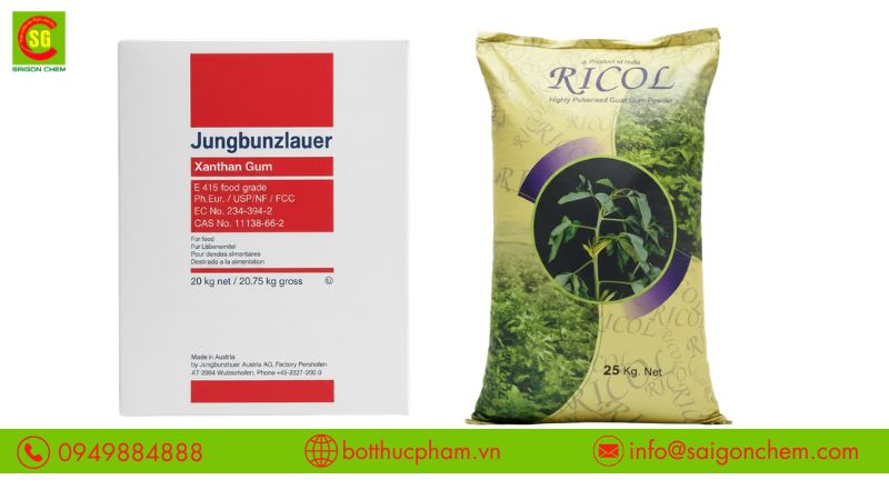 Xanthan gum, guar gum tạo độ dai v&agrave; ổn định cấu tr&uacute;c