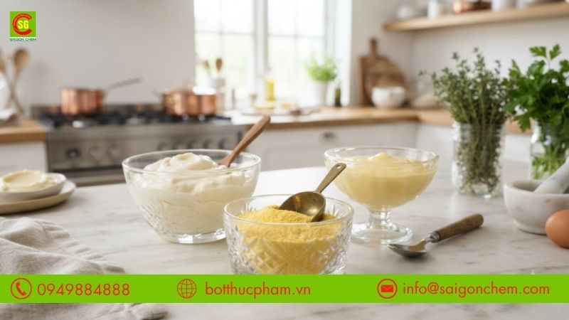 Bột nguy&ecirc;n trứng được d&ugrave;ng l&agrave;m chất nhũ h&oacute;a 