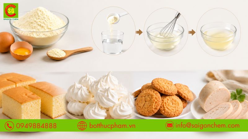 pha bột protein trứng ứng dụng trong sản xuất b&aacute;nh v&agrave; thực phẩm chế biến