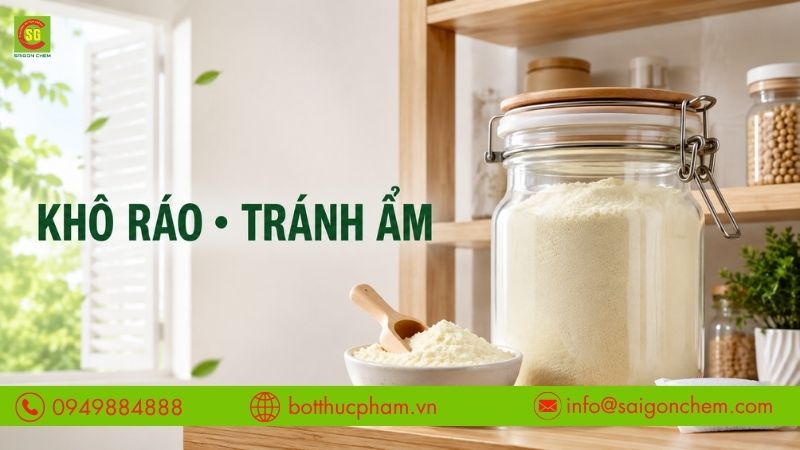 Bảo quản bột nơi kh&ocirc; r&aacute;o, tho&aacute;ng m&aacute;t v&agrave; tr&aacute;nh ẩm để duy tr&igrave; chất lượng.