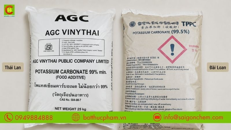 So s&aacute;nh K2CO3 Th&aacute;i Lan v&agrave; Đ&agrave;i Loan