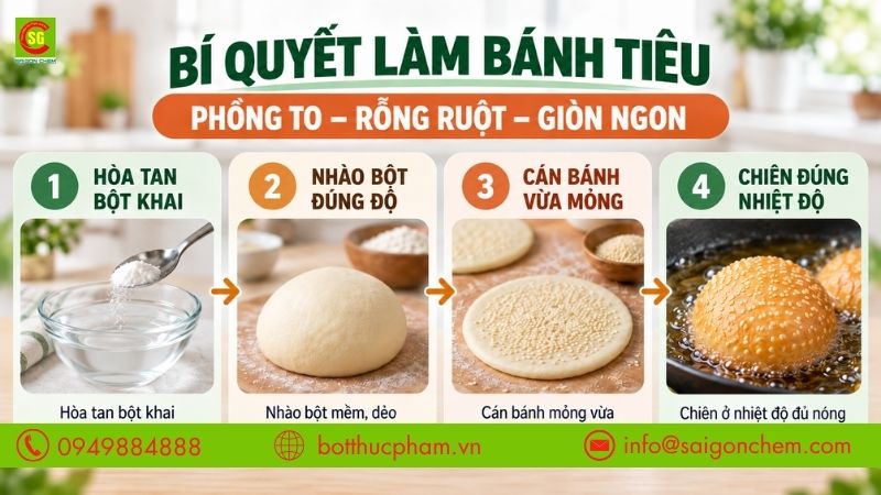 B&iacute; quyết gi&uacute;p b&aacute;nh ti&ecirc;u thơm ngon đạt chuẩn khi d&ugrave;ng bột khai