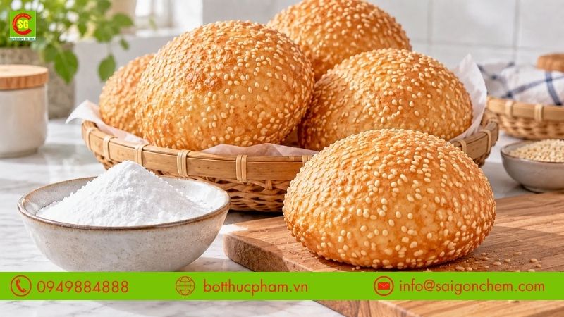 D&ugrave;ng bột khai gi&uacute;p b&aacute;nh ti&ecirc;u nở phồng v&agrave; rỗng ruột