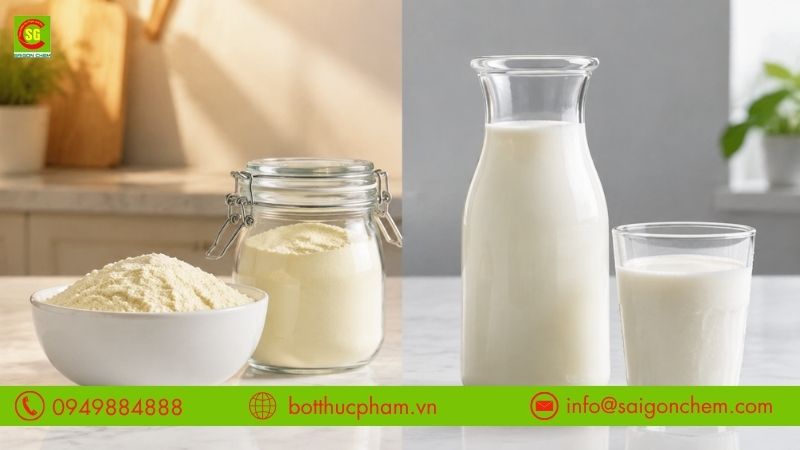 Ưu điểm của bột sữa b&eacute;o nguy&ecirc;n kem so với dạng lỏng