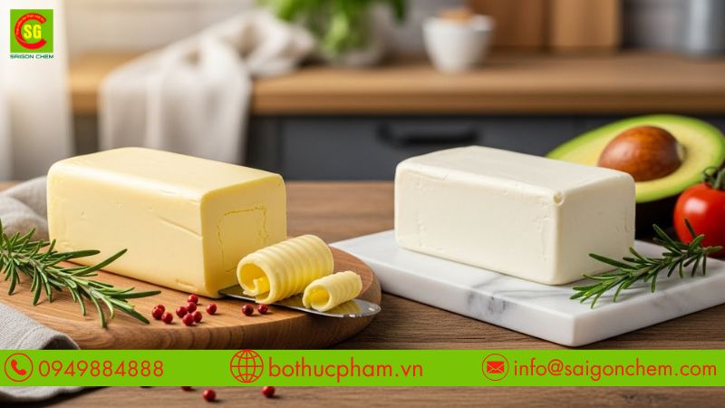 So s&aacute;nh trực quan bơ động vật v&agrave; bơ thực vật về m&agrave;u sắc v&agrave; kết cấu