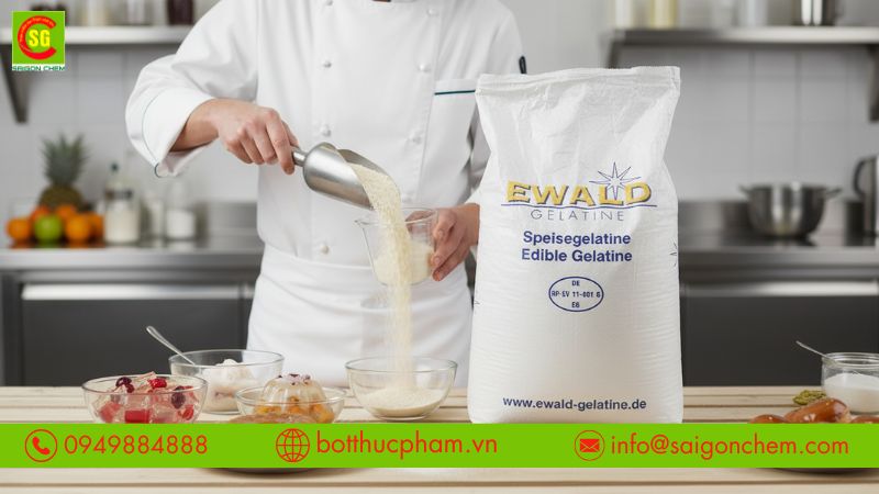 Gelatin là nguyên liệu để tạo độ đặc gel trong sản phẩm