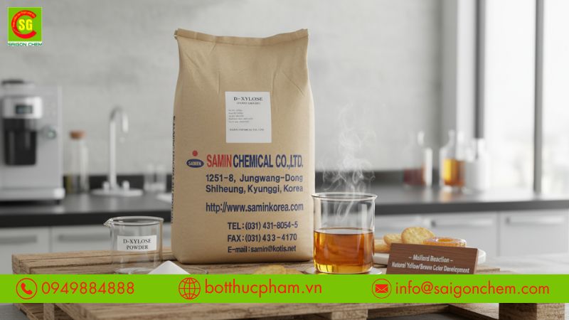D-xylose tạo m&agrave;u v&agrave;ng tự nhi&ecirc;n th&ocirc;ng qua phản ứng Maillard