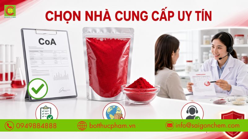 Ưu ti&ecirc;n nh&agrave; cung cấp c&oacute; CoA, nguồn gốc r&otilde; r&agrave;ng v&agrave; tư vấn kỹ thuật. 