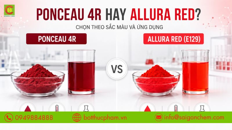 So Sánh Màu Ponceau 4R Và Allura Red (E129): Nên Chọn Loại Nào?