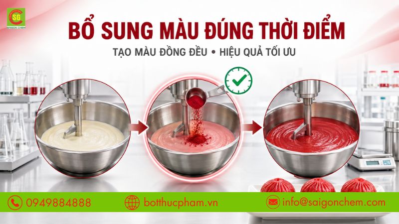 Bổ sung màu đúng thời điểm để đạt hiệu quả tạo màu tối ưu.