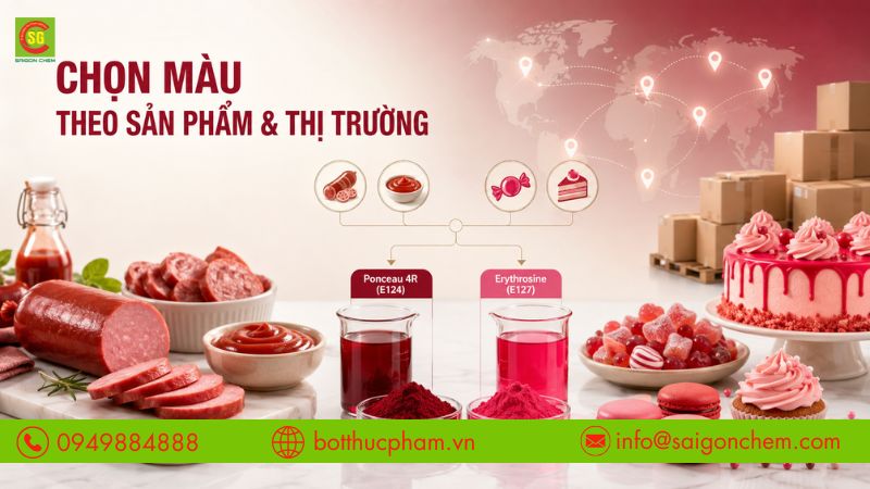 Lựa chọn phẩm màu phù hợp theo sản phẩm và thị trường tiêu thụ.