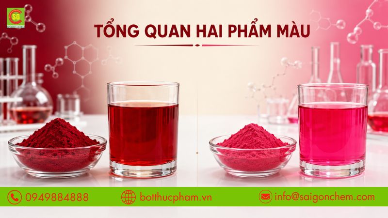Tổng quan về Ponceau 4R (E124) và Erythrosine (E127).