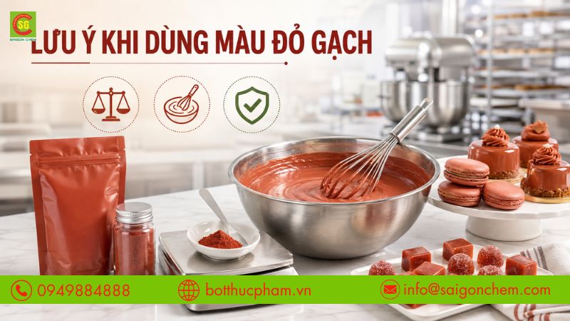 Lưu &yacute; quan trọng khi sử dụng m&agrave;u đỏ gạch trong sản xuất b&aacute;nh kẹo.