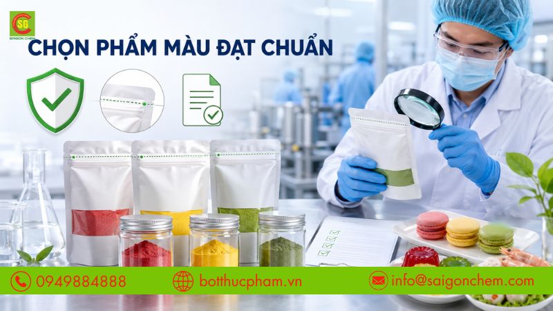 Chọn phẩm m&agrave;u thực phẩm đạt chuẩn để đảm bảo an to&agrave;n.