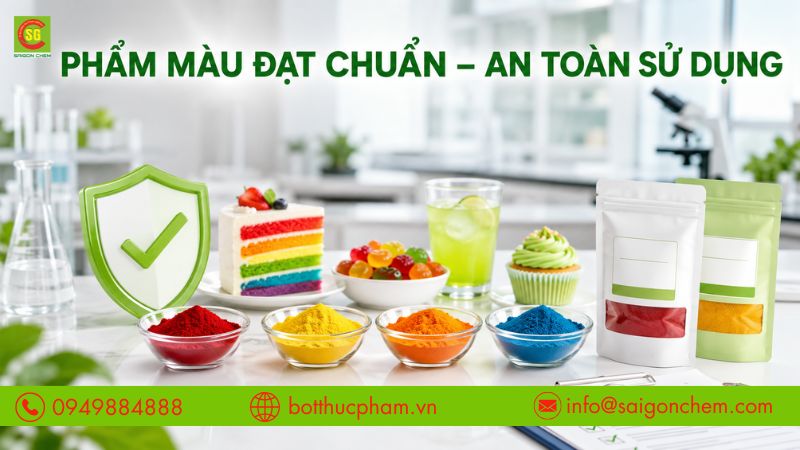 Chọn phẩm m&agrave;u thực phẩm đạt chuẩn để sử dụng an to&agrave;n. 