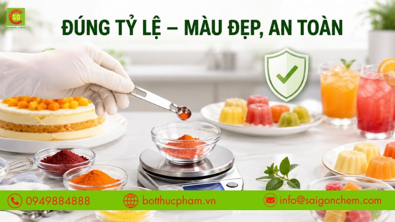 Sử dụng đ&uacute;ng tỷ lệ để đảm bảo m&agrave;u đẹp v&agrave; an to&agrave;n. 