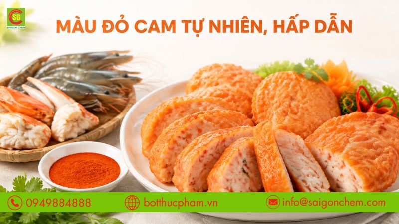 M&agrave;u gạch t&ocirc;m gi&uacute;p chả t&ocirc;m, chả cua l&ecirc;n m&agrave;u đỏ cam tự nhi&ecirc;n, hấp dẫn. 