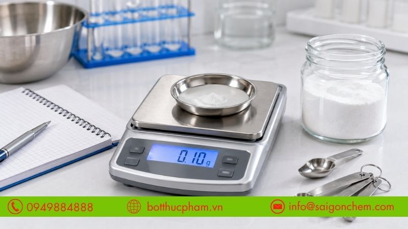 C&acirc;n điện tử v&agrave; dụng cụ hỗ trợ định lượng I+G Ajitide ch&iacute;nh x&aacute;c
