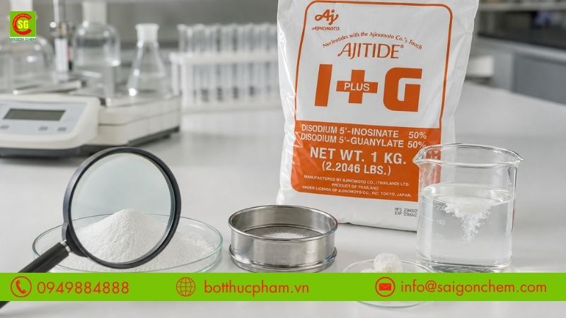 Ph&acirc;n biệt I+G Ajitide ch&iacute;nh h&atilde;ng qua cảm quan sản phẩm