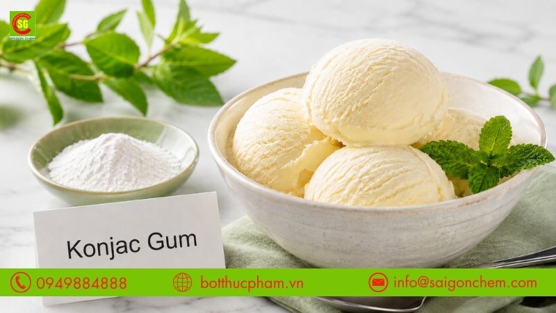 Konjac Gum gi&uacute;p kem mịn v&agrave; hạn chế kết tinh đ&aacute;
