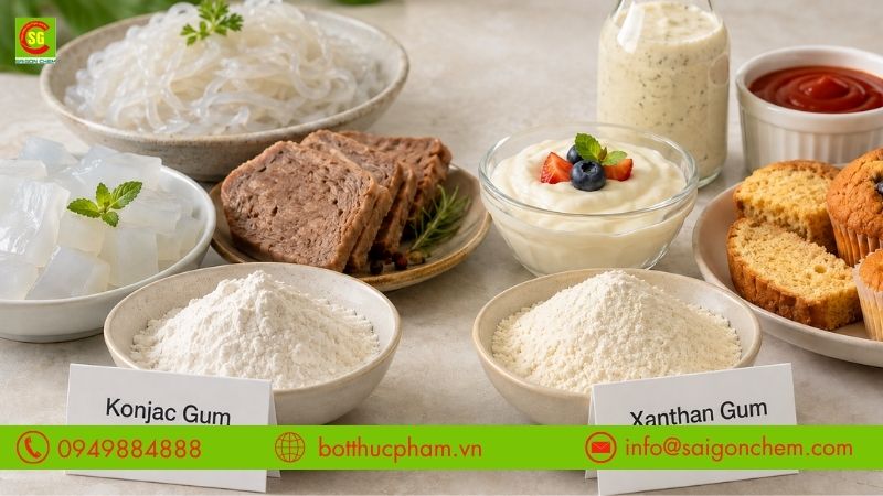 Ứng dụng Konjac Gum v&agrave; Xanthan Gum trong thực phẩm