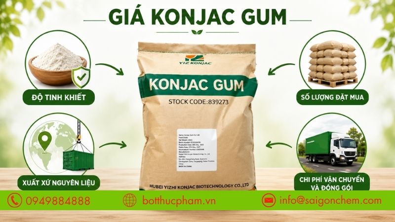 Cá yếu tố ảnh hưởng đến giá Konjac Gum