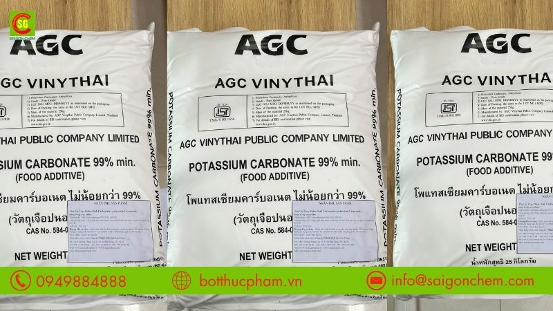 Kali Carbonate food grade Th&aacute;i Lan d&ugrave;ng trong sản xuất m&igrave; sợi