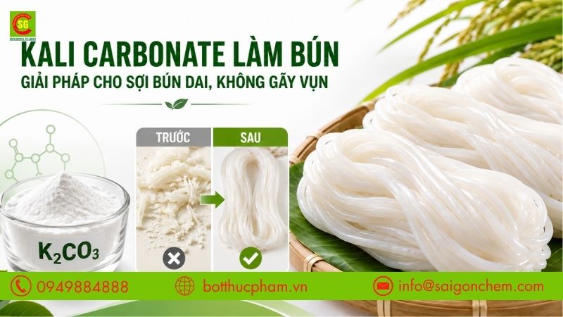 Kali Carbonate Làm Bún: Giải Pháp Cho Sợi Bún Dai, Không Gãy Vụn