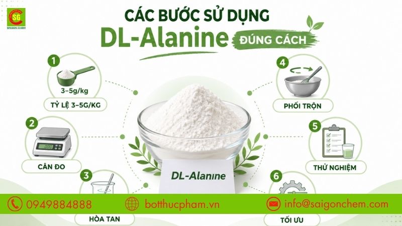 C&aacute;c bước sử dụng DL-Alanine đ&uacute;ng c&aacute;ch