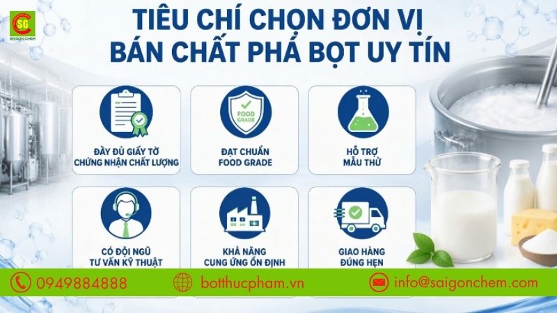 Ti&ecirc;u ch&iacute; chọn đơn vị b&aacute;n chất ph&aacute; bọt uy t&iacute;n