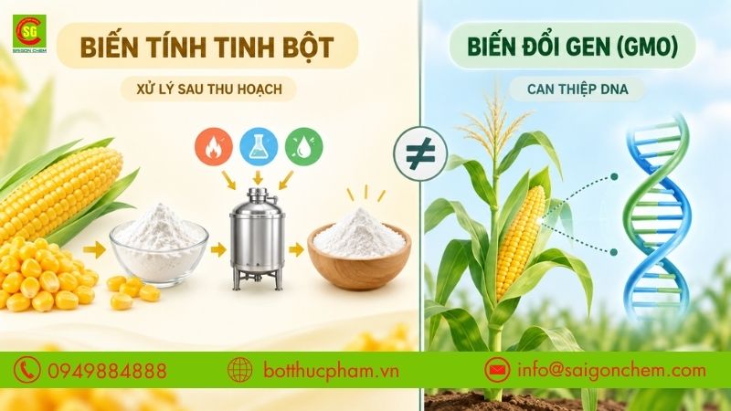 Ph&acirc;n biệt c&ocirc;ng nghệ biến t&iacute;nh tinh bột sau thu hoạch v&agrave; qu&aacute; tr&igrave;nh biến đổi gen c&acirc;y bắp