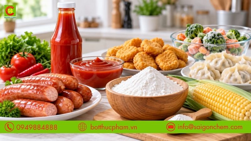 Khi sản xuất các loại tương ớt, xúc xích và thực phẩm đông lạnh cần tinh bột có khả năng ổn định kết cấu