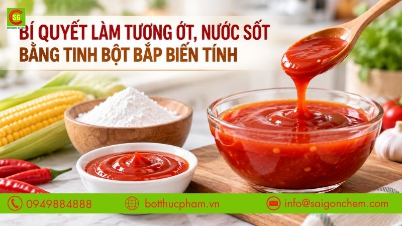 Bí Quyết Làm Tương Ớt, Nước Sốt Sánh Mịn Không Tách Nước Bằng Tinh Bột Bắp Biến Tính